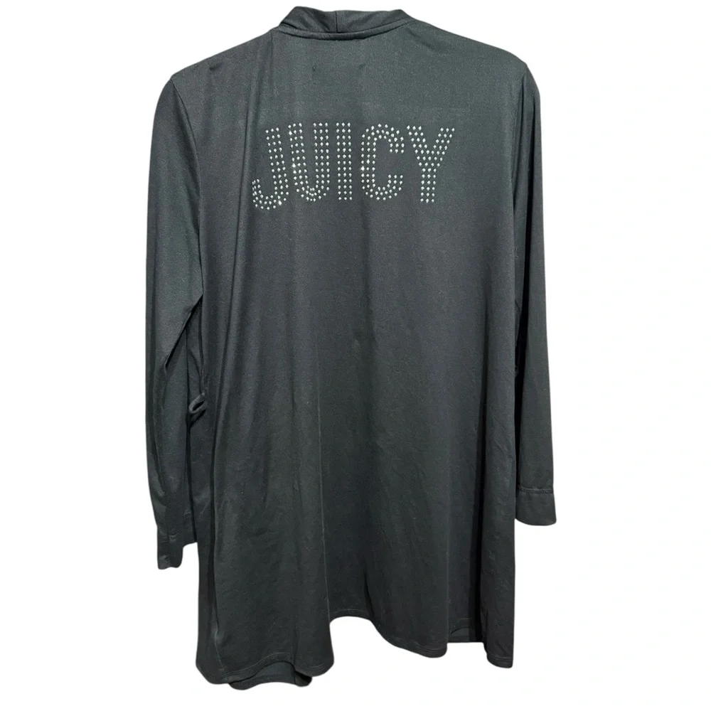 Juicy Couture Black Lightweight Sleep Robe Sz M Cozy Rhinestone “JUICY” Glam‎